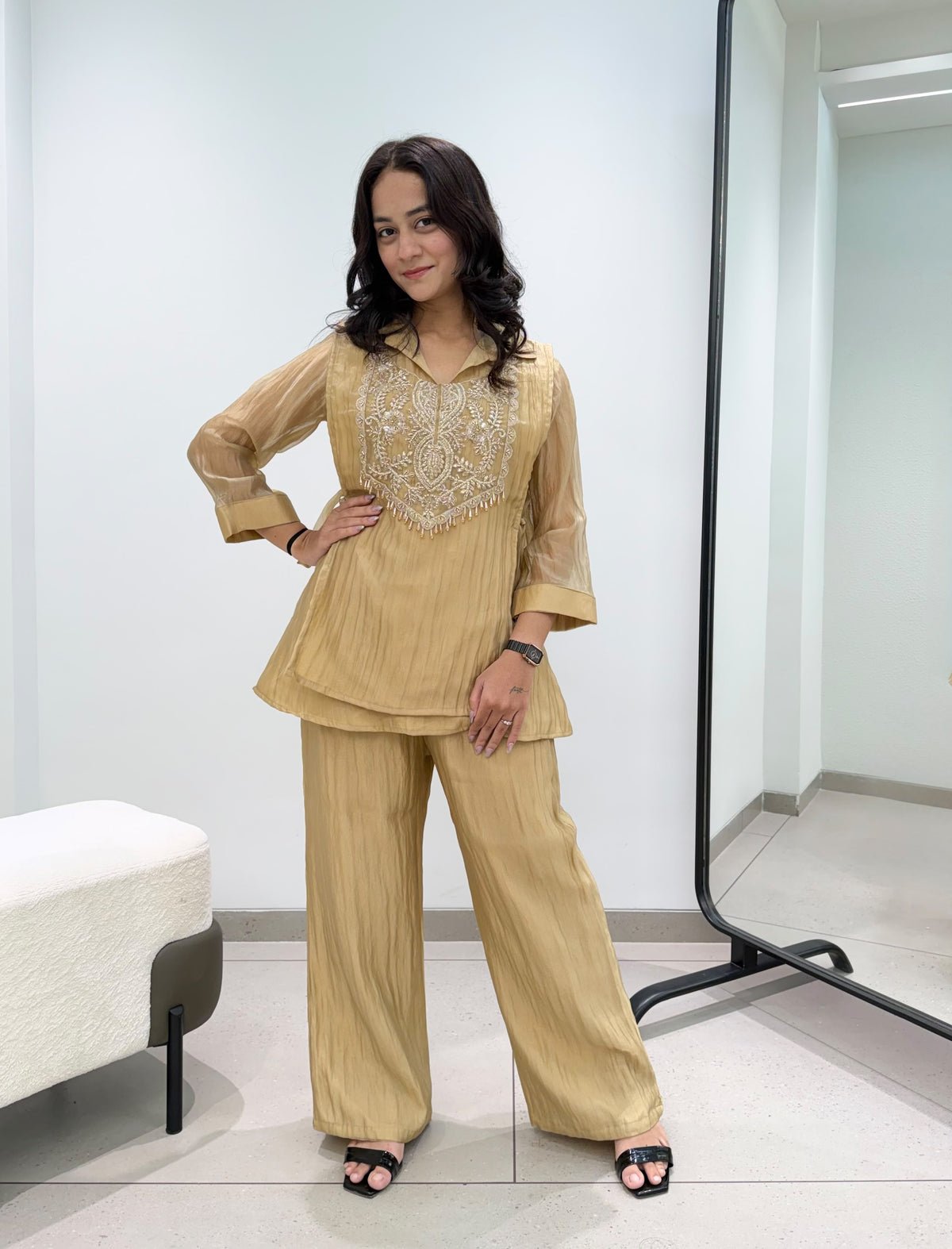 Women’s Mosko Designer Co-Ord Set with Embroidered Shrug