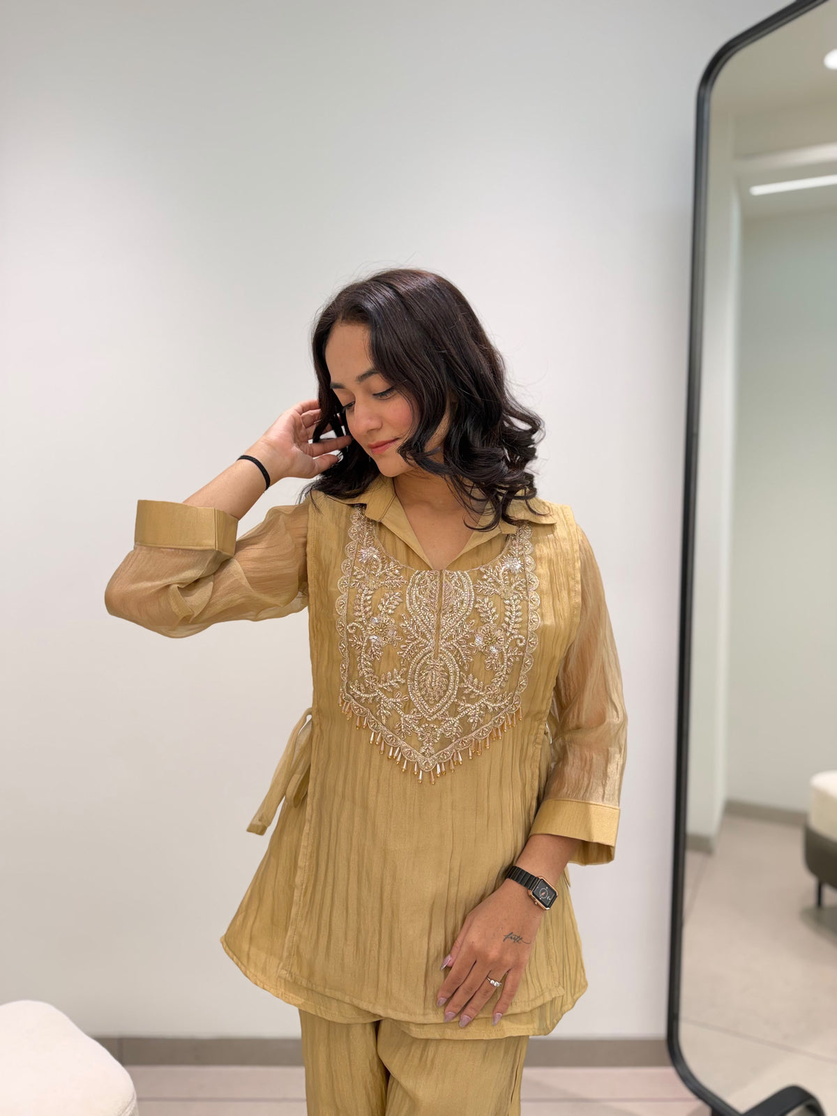Women’s Mosko Designer Co-Ord Set with Embroidered Shrug