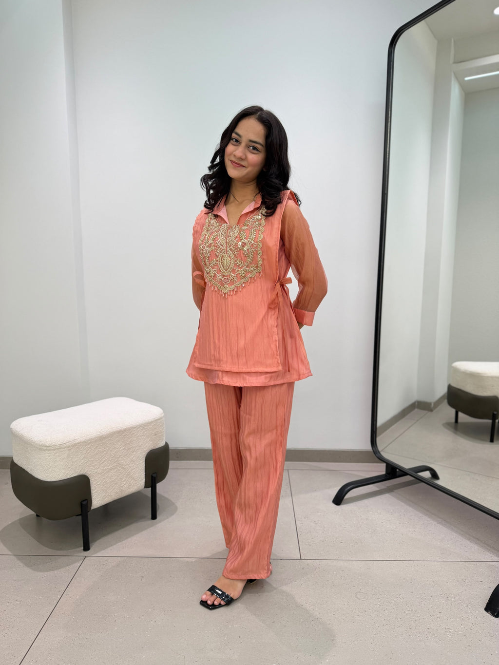 Women’s Mosko Designer Co-Ord Set with Embroidered Shrug