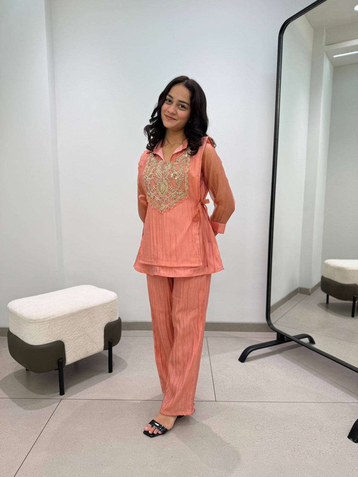 Women’s Mosko Designer Co-Ord Set with Embroidered Shrug