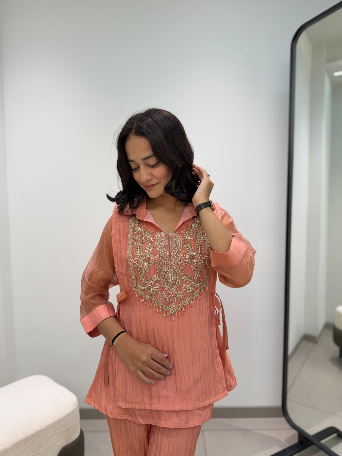 Women’s Mosko Designer Co-Ord Set with Embroidered Shrug