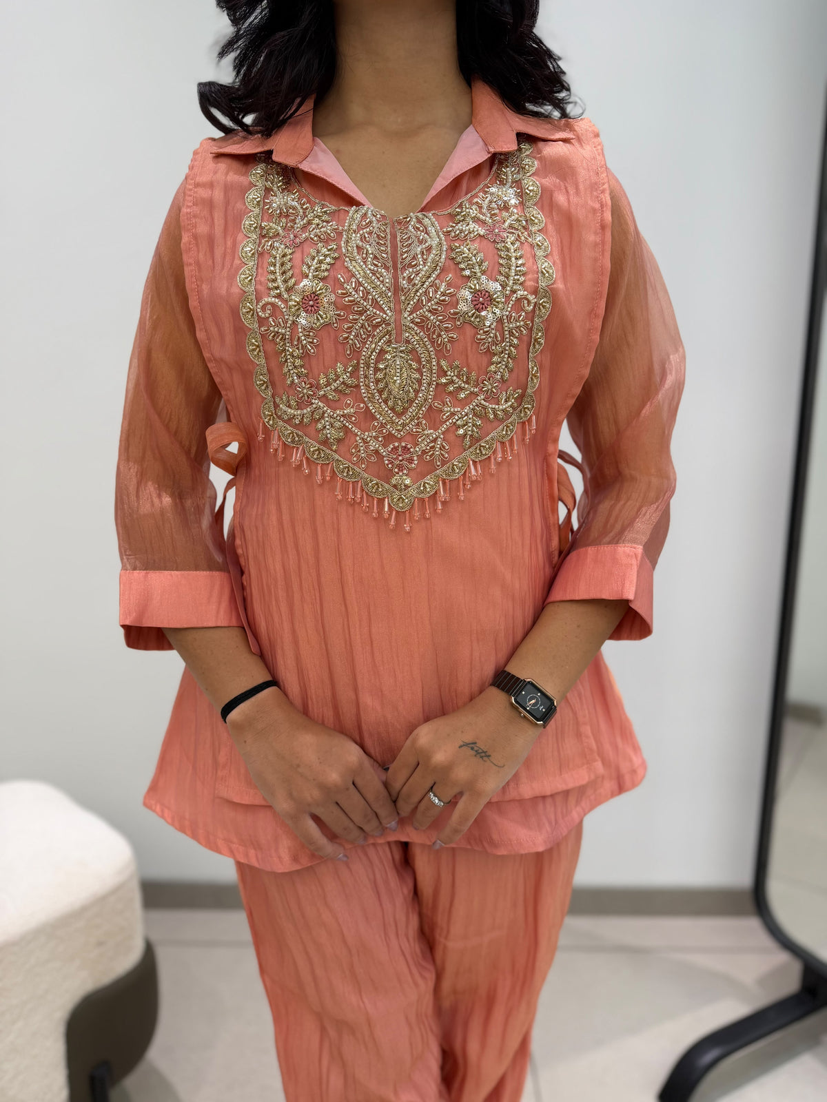 Women’s Mosko Designer Co-Ord Set with Embroidered Shrug