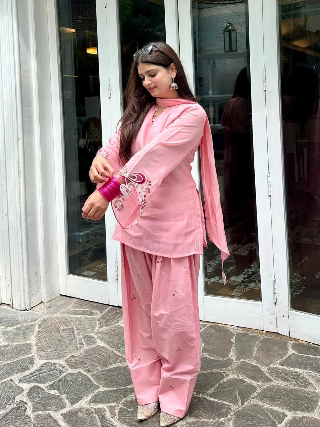 Women’s Embellished Chinon Farshi Suit Set