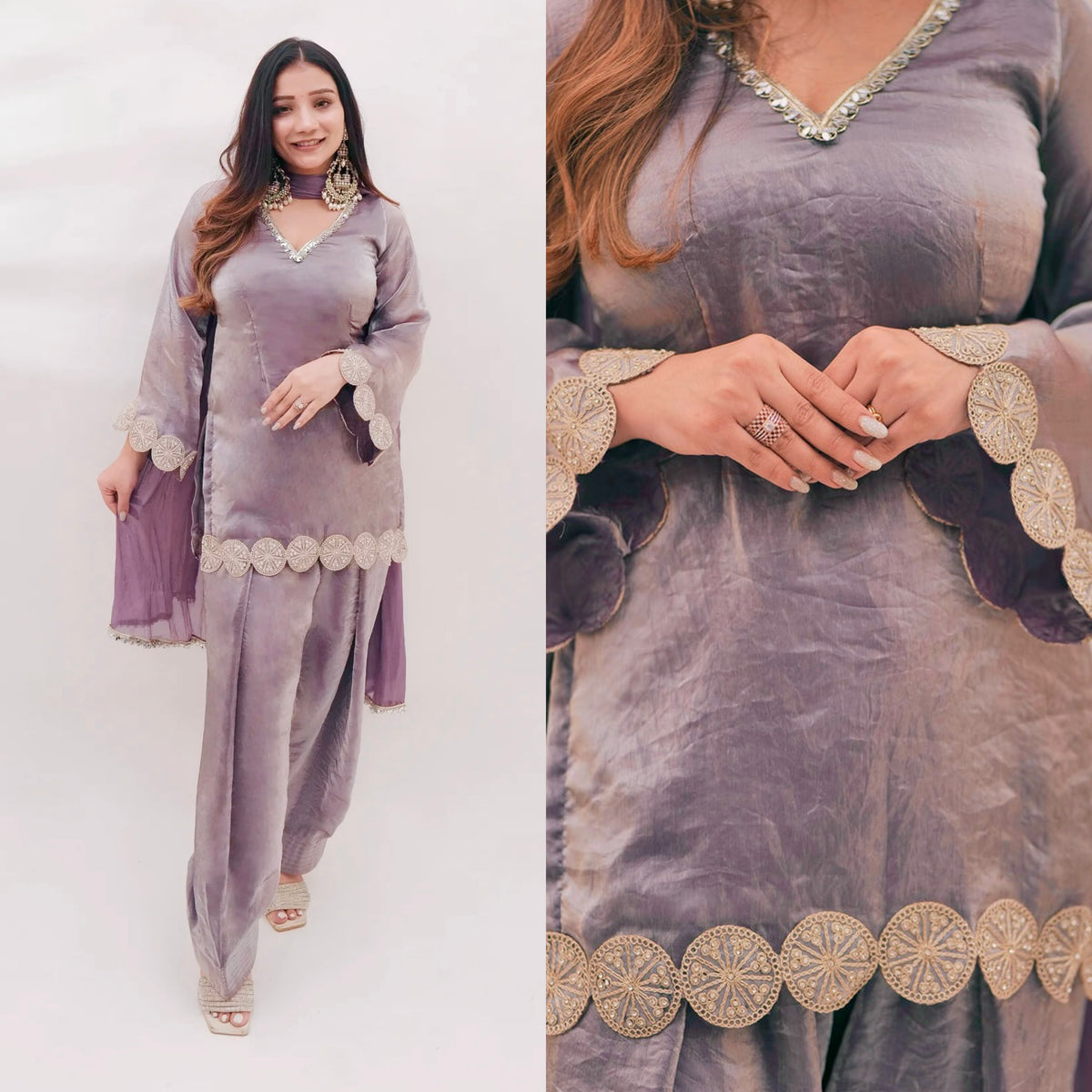 Women’s Heavy Fandy Silk Designer Farshi Salwar Suit Set