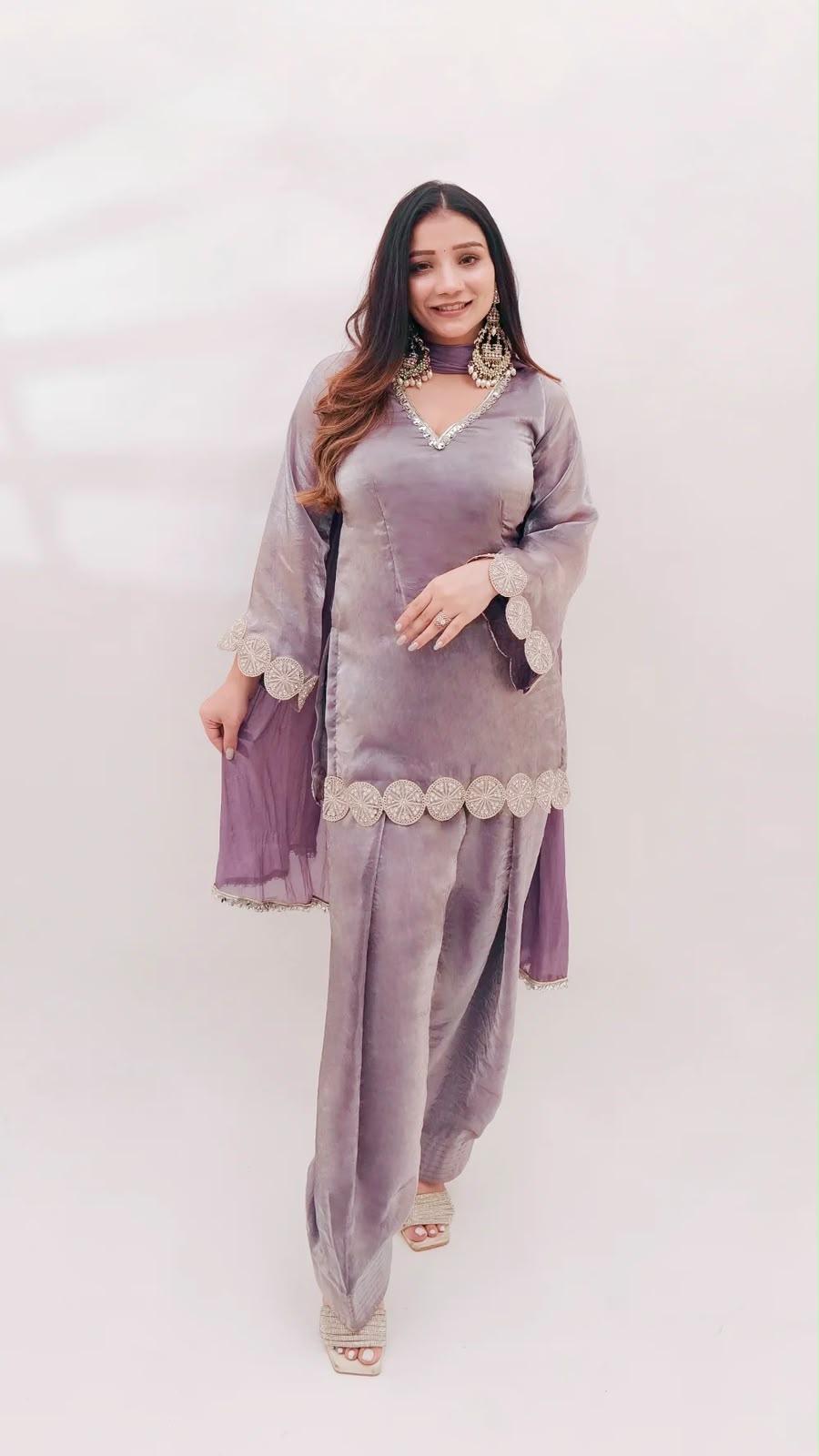 Women’s Heavy Fandy Silk Designer Farshi Salwar Suit Set