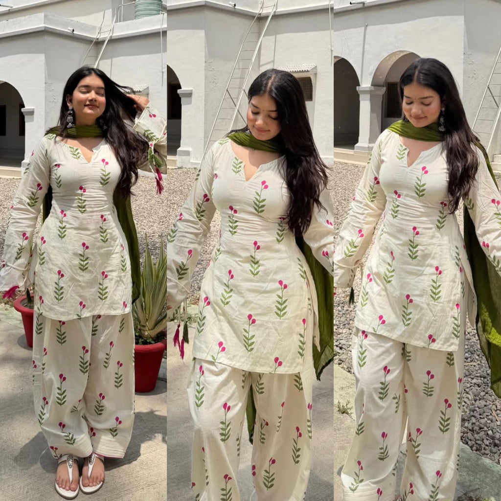 Women’s Pure Cambric Cotton Designer Farshi Pant Suit Set