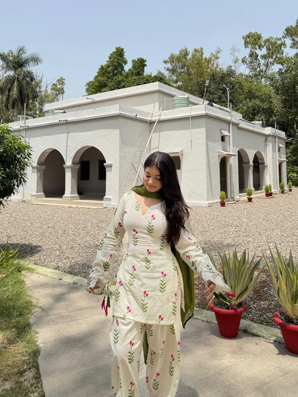 Women’s Pure Cambric Cotton Designer Farshi Pant Suit Set