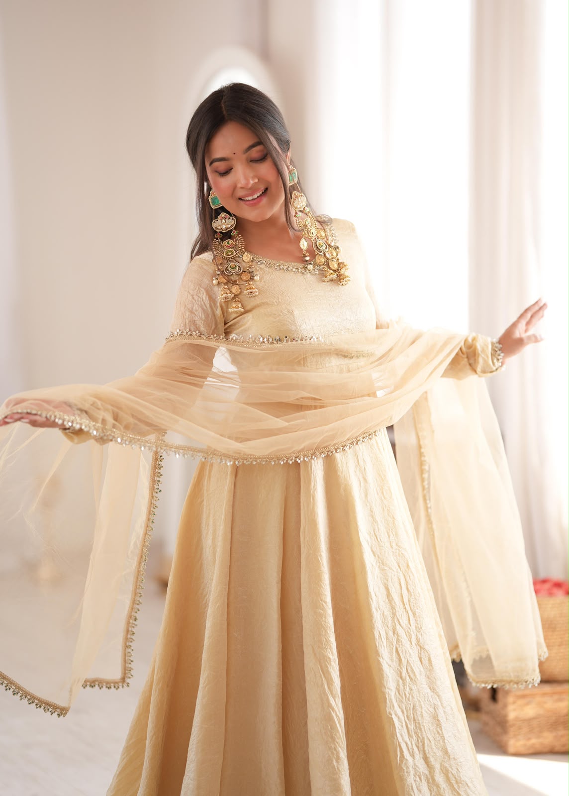 Women’s Doremon Crush Real Mirror Work Gown Set