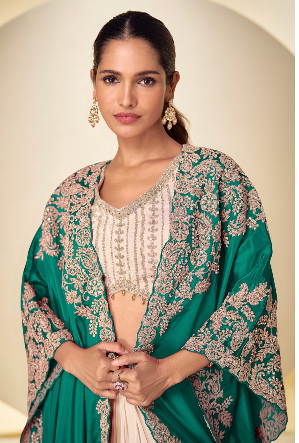 Women’s Real Chinon Draped Luxe Outfit Set