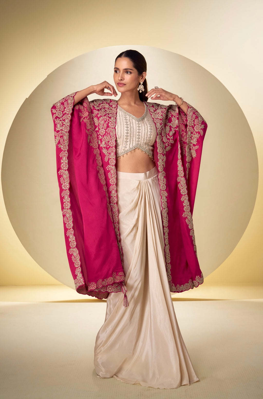 Women’s Real Chinon Draped Luxe Outfit Set