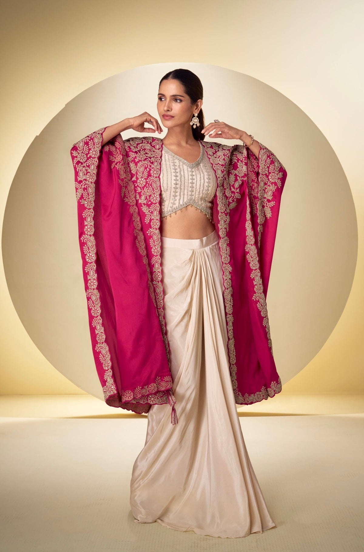 Women’s Real Chinon Draped Luxe Outfit Set
