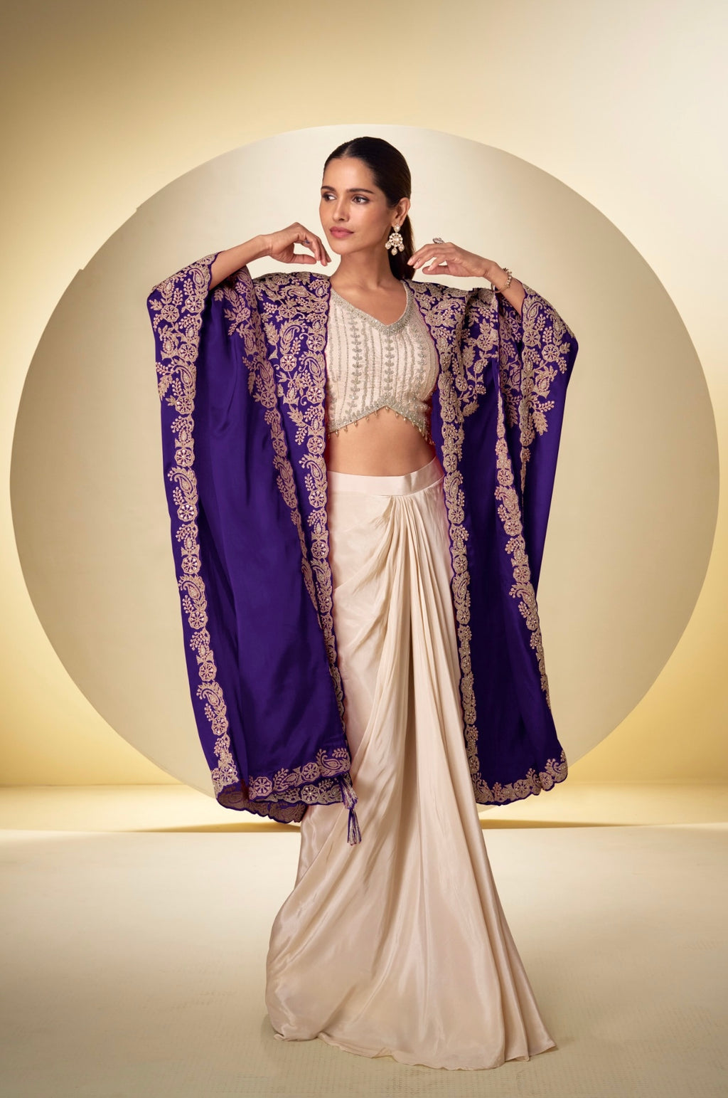 Women’s Real Chinon Draped Luxe Outfit Set