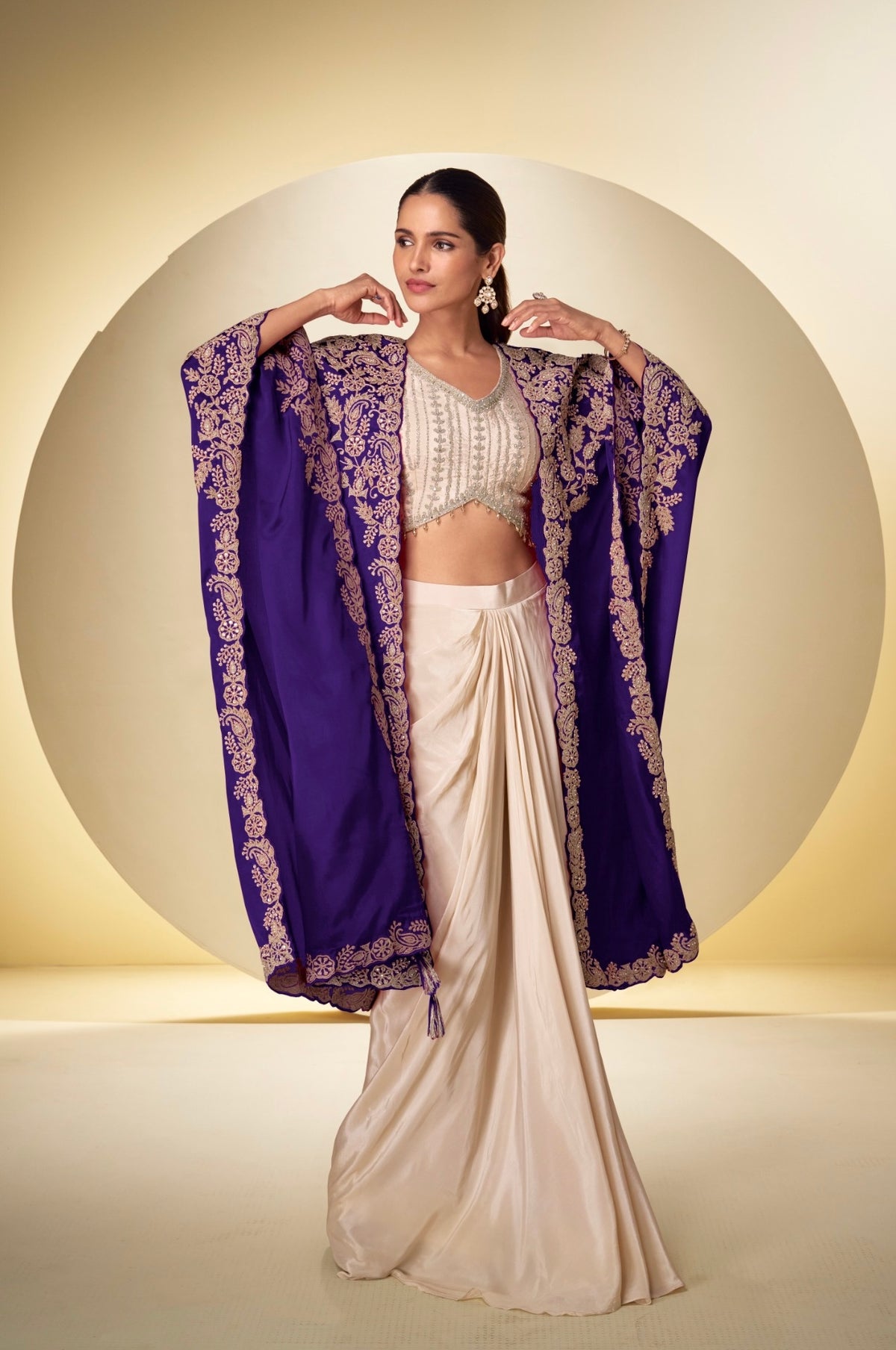 Women’s Real Chinon Draped Luxe Outfit Set