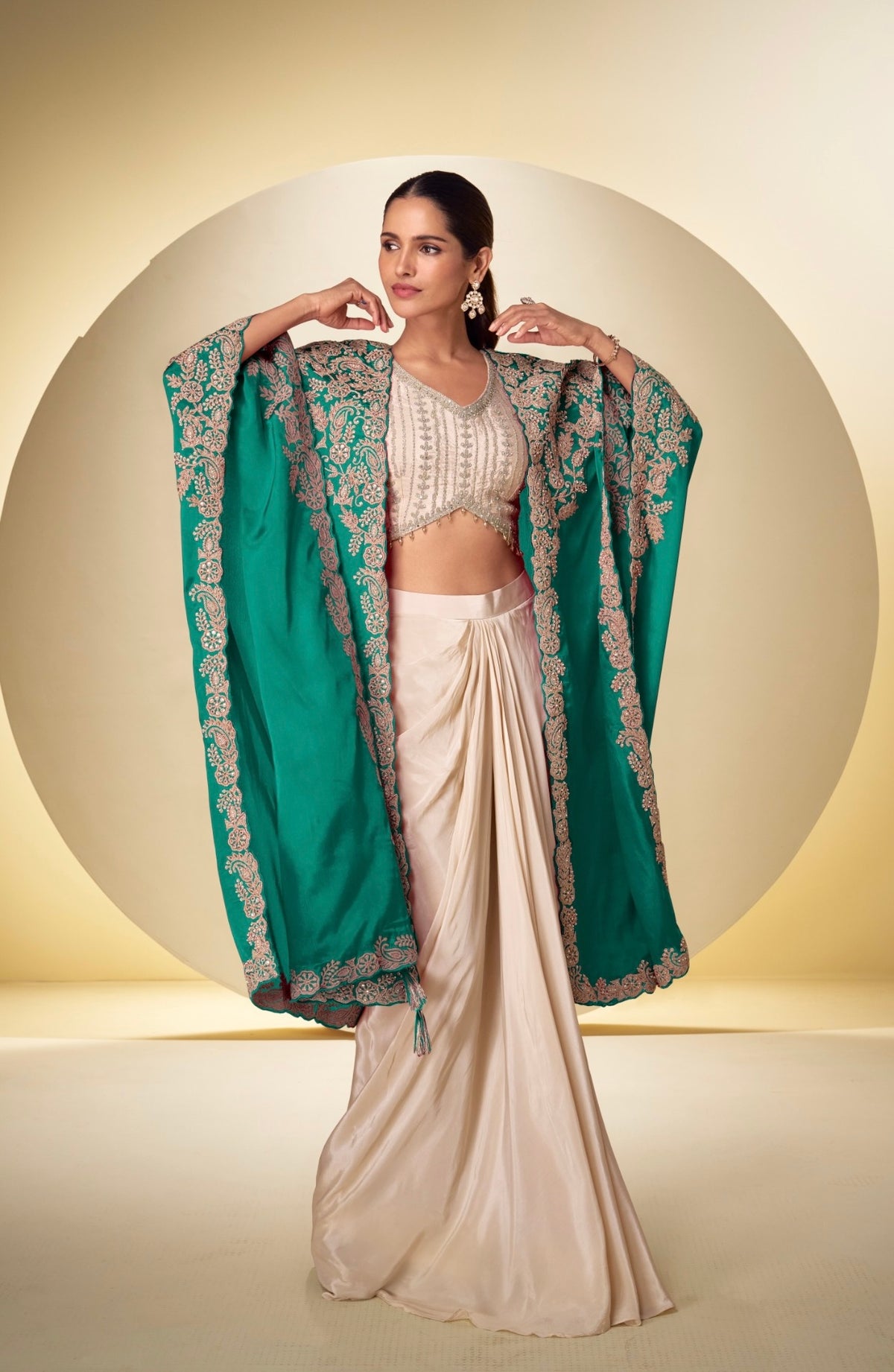 Women’s Real Chinon Draped Luxe Outfit Set