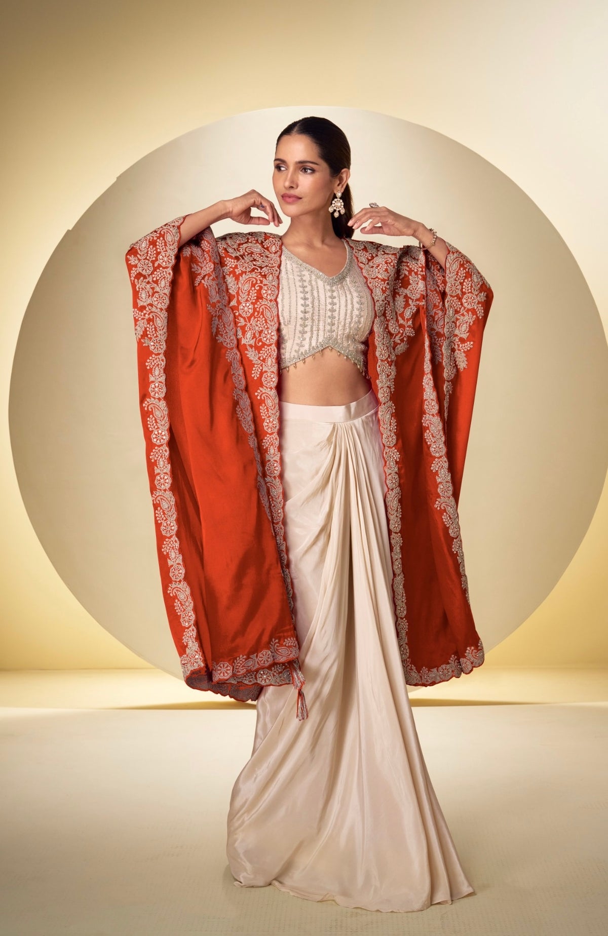 Women’s Real Chinon Draped Luxe Outfit Set