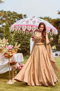 Women’s Embellished Blouse & Flared Lehenga Set with Dupatta