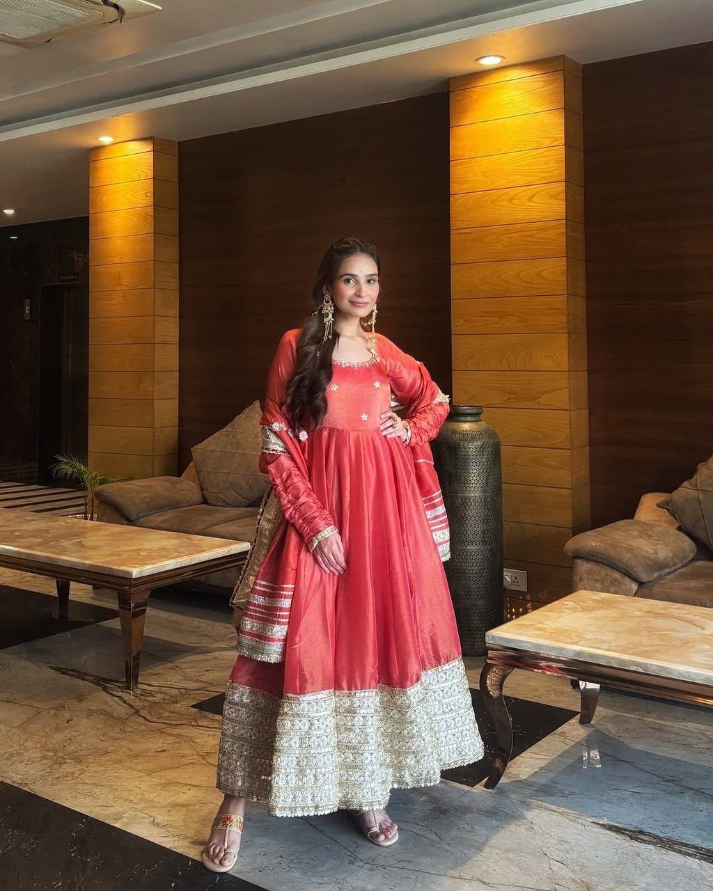 Women’s Chinon Silk Embroidered Anarkali Suit with Dupatta