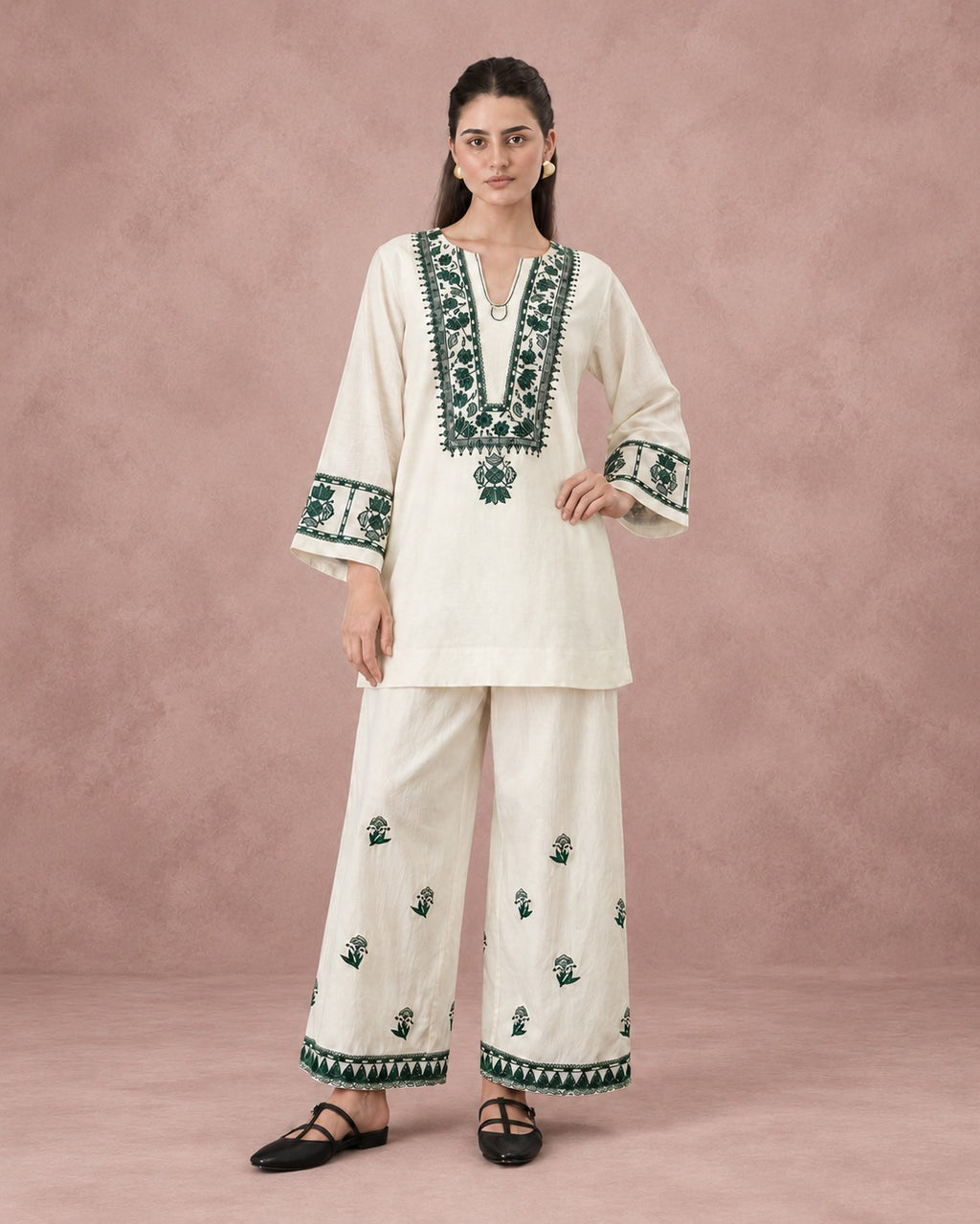 Women’s Cotton Flex Embroidered Co-ord Set