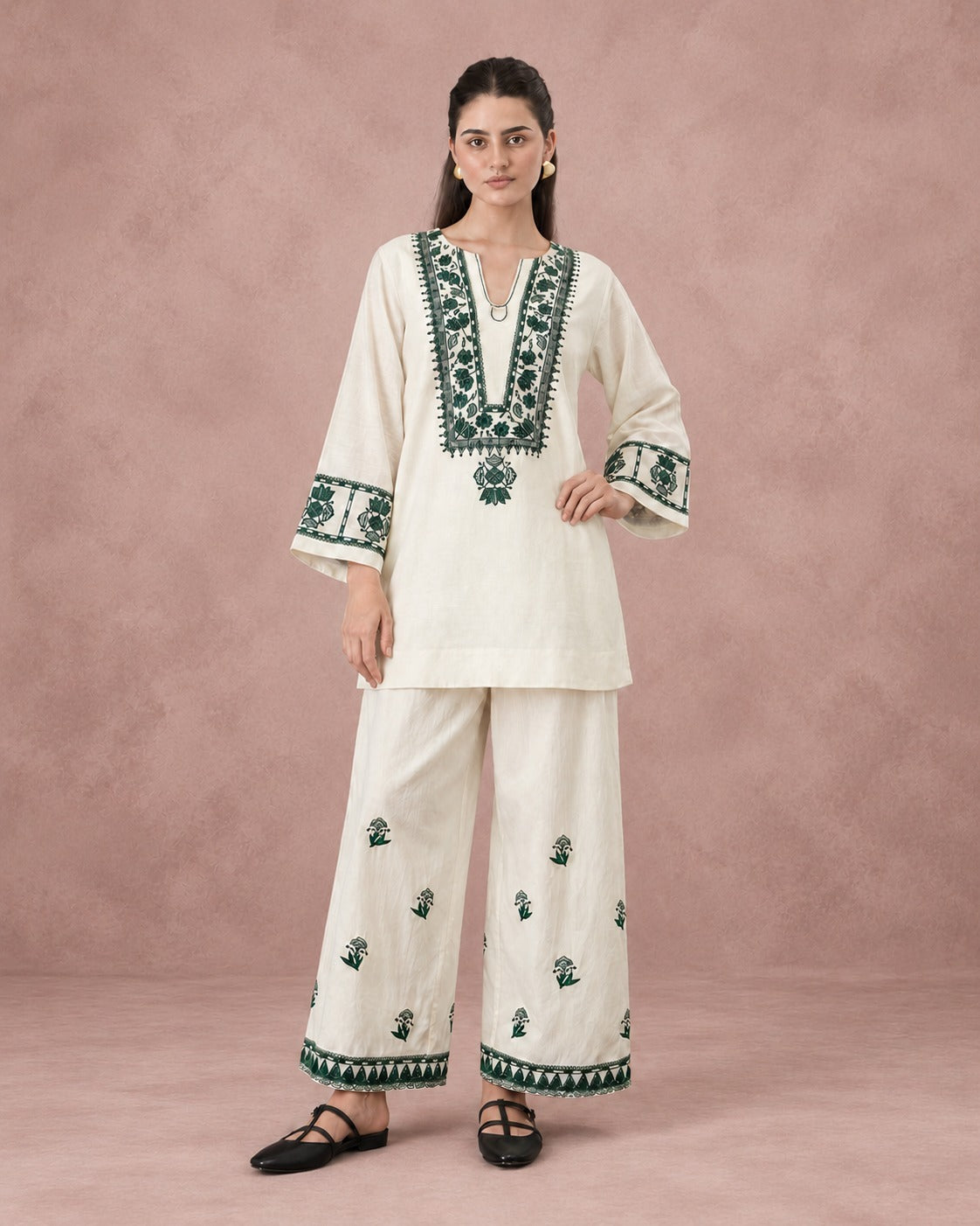 Women’s Cotton Flex Embroidered Co-ord Set