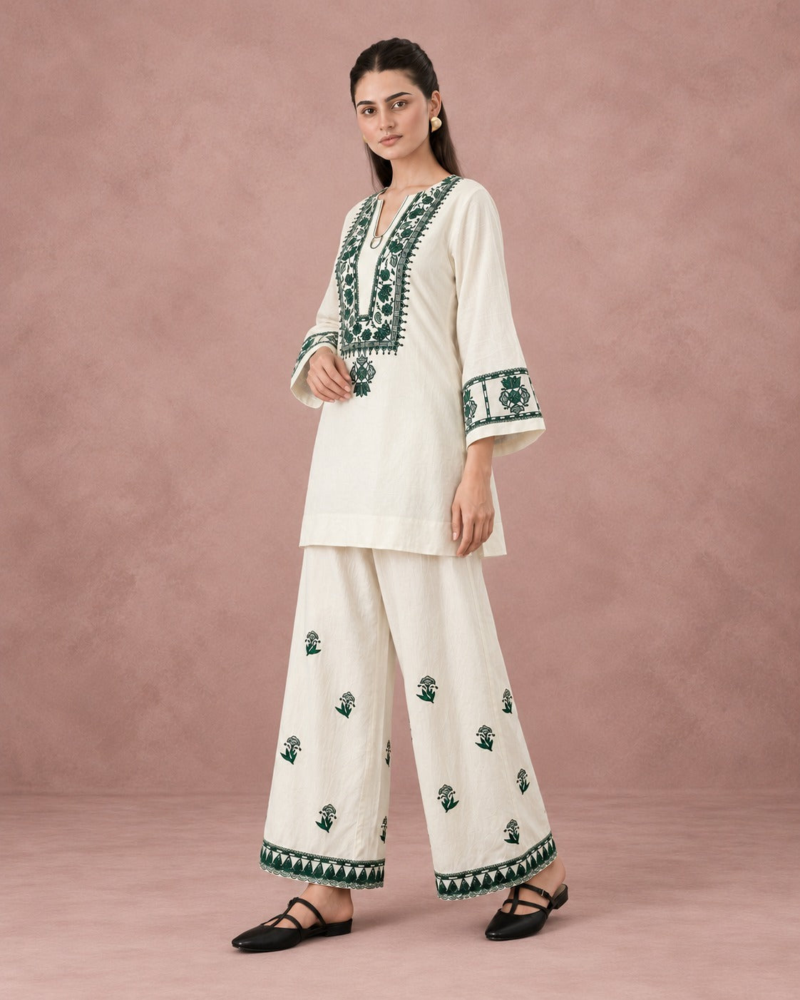 Women’s Cotton Flex Embroidered Co-ord Set
