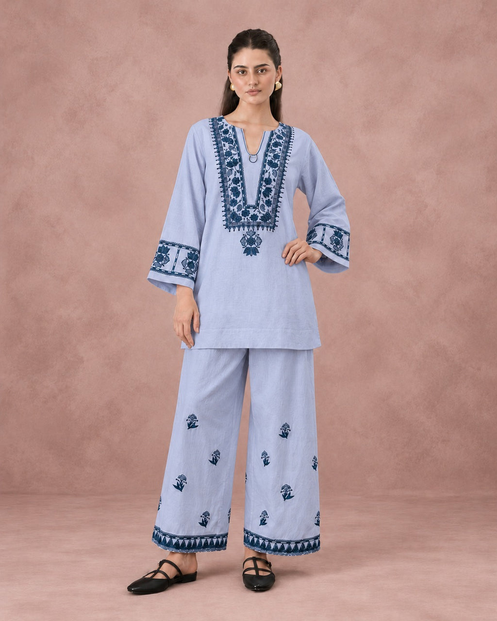 Women’s Cotton Flex Embroidered Co-ord Set