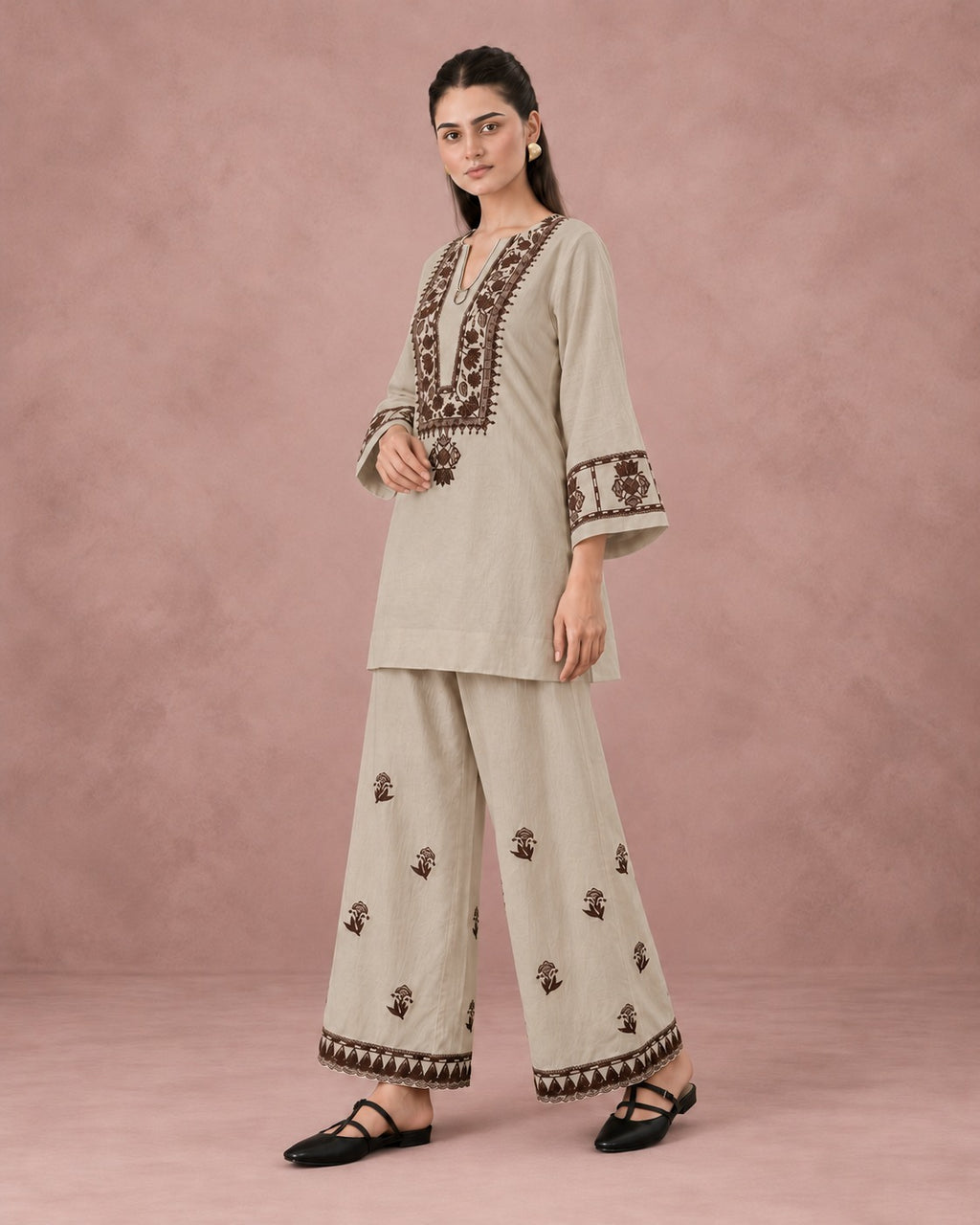 Women’s Cotton Flex Embroidered Co-ord Set