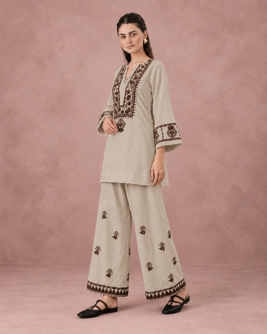 Women’s Cotton Flex Embroidered Co-ord Set