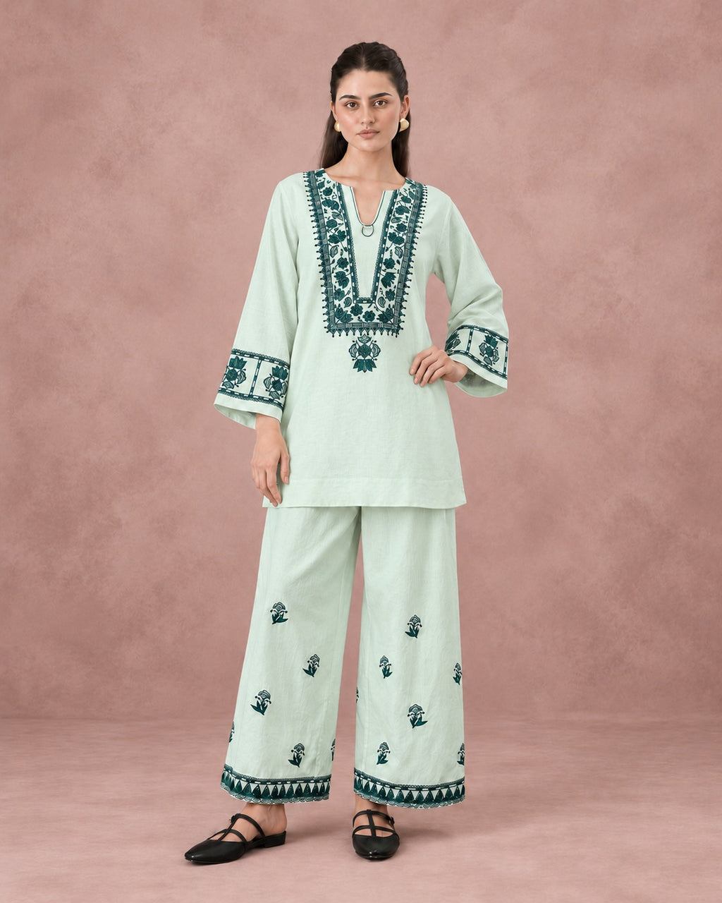 Women’s Cotton Flex Embroidered Co-ord Set