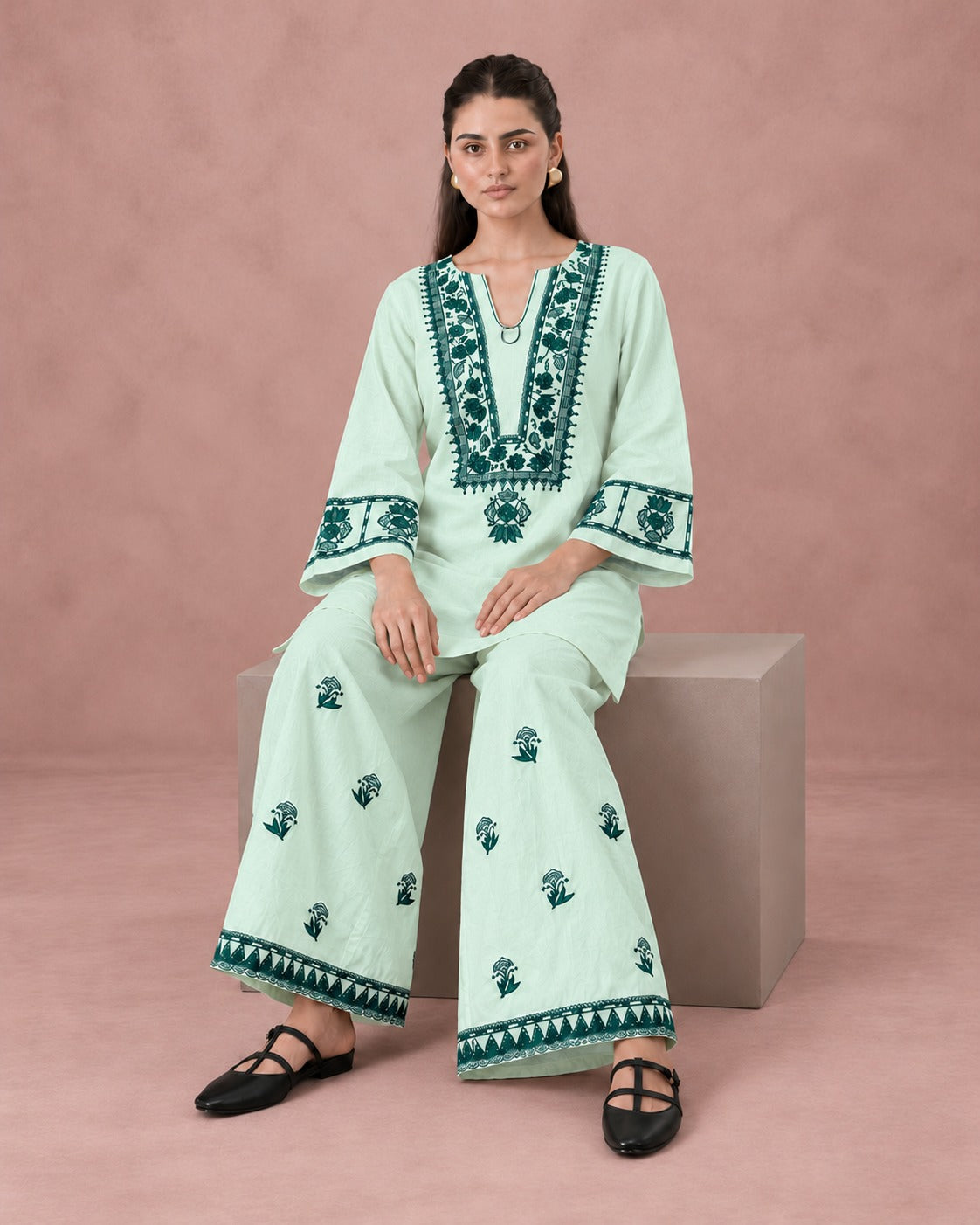 Women’s Cotton Flex Embroidered Co-ord Set