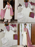 Women’s Roman Glass Silk Sequin & Zari Gown Set with Dupatta
