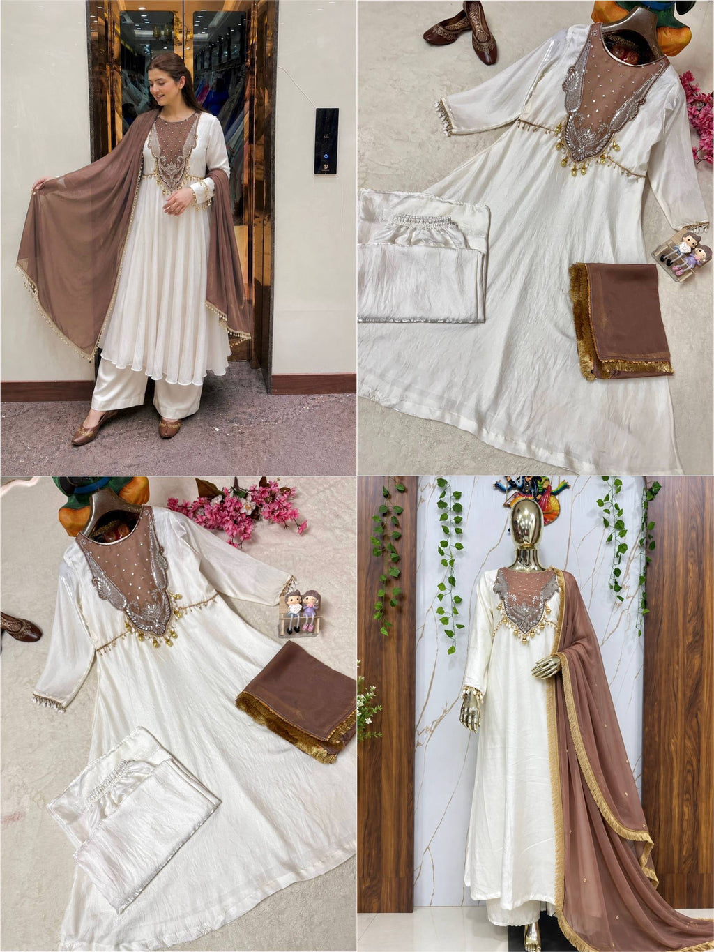 Women’s Roman Glass Silk Sequin & Zari Gown Set with Dupatta