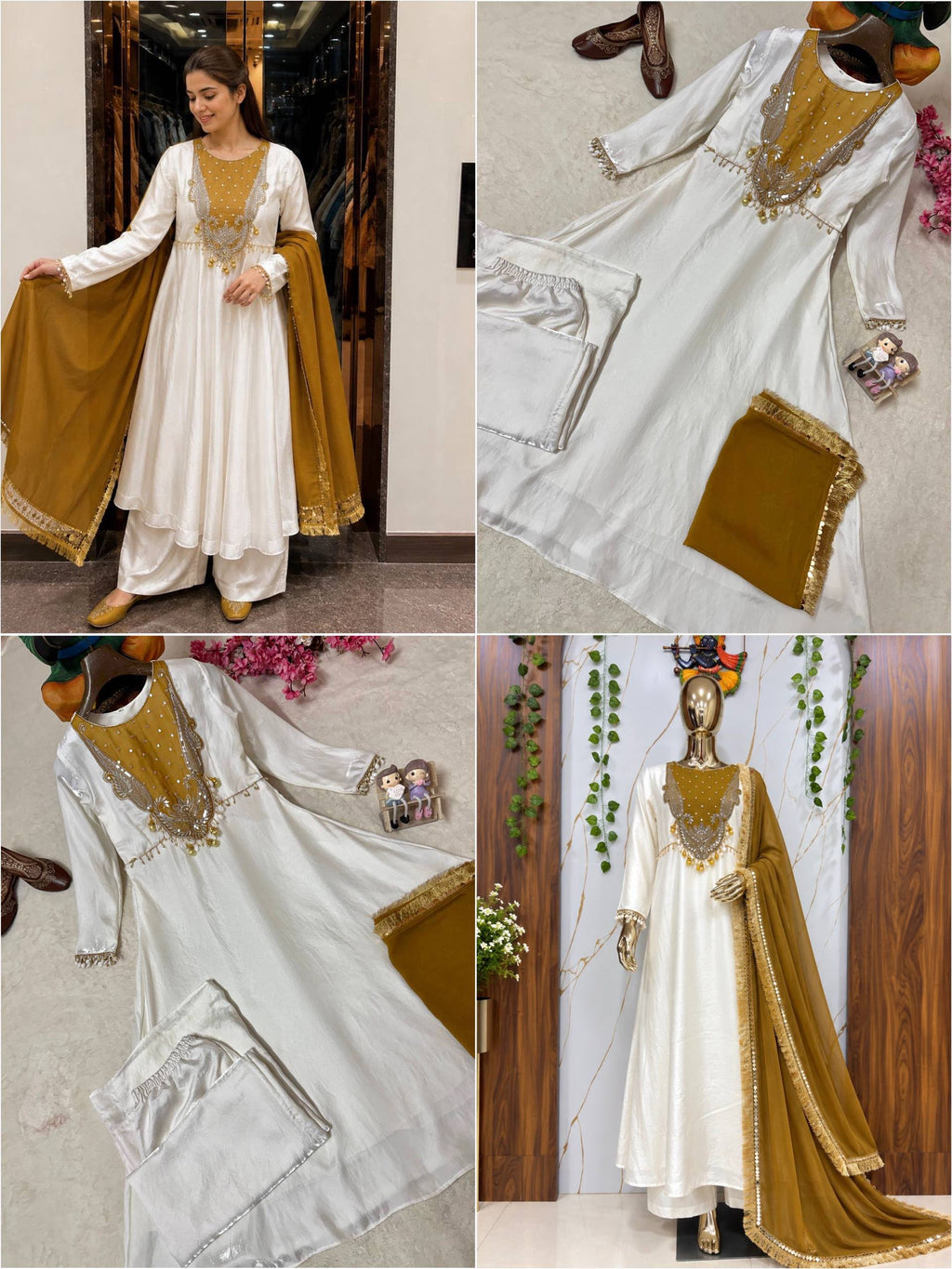 Women’s Roman Glass Silk Sequin & Zari Gown Set with Dupatta