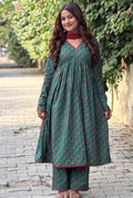 Women’s Printed Cotton Anarkali Palazzo Set with Mulmul Dupatta