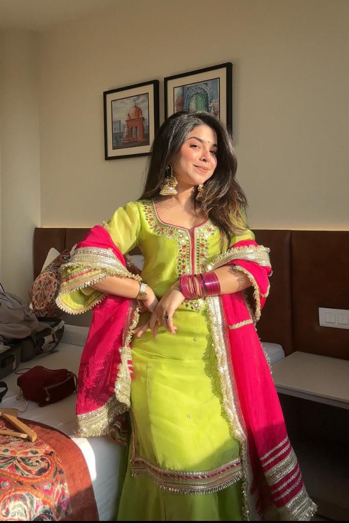 Women’s Heavy Embroidered Sharara Suit Set with Dupatta