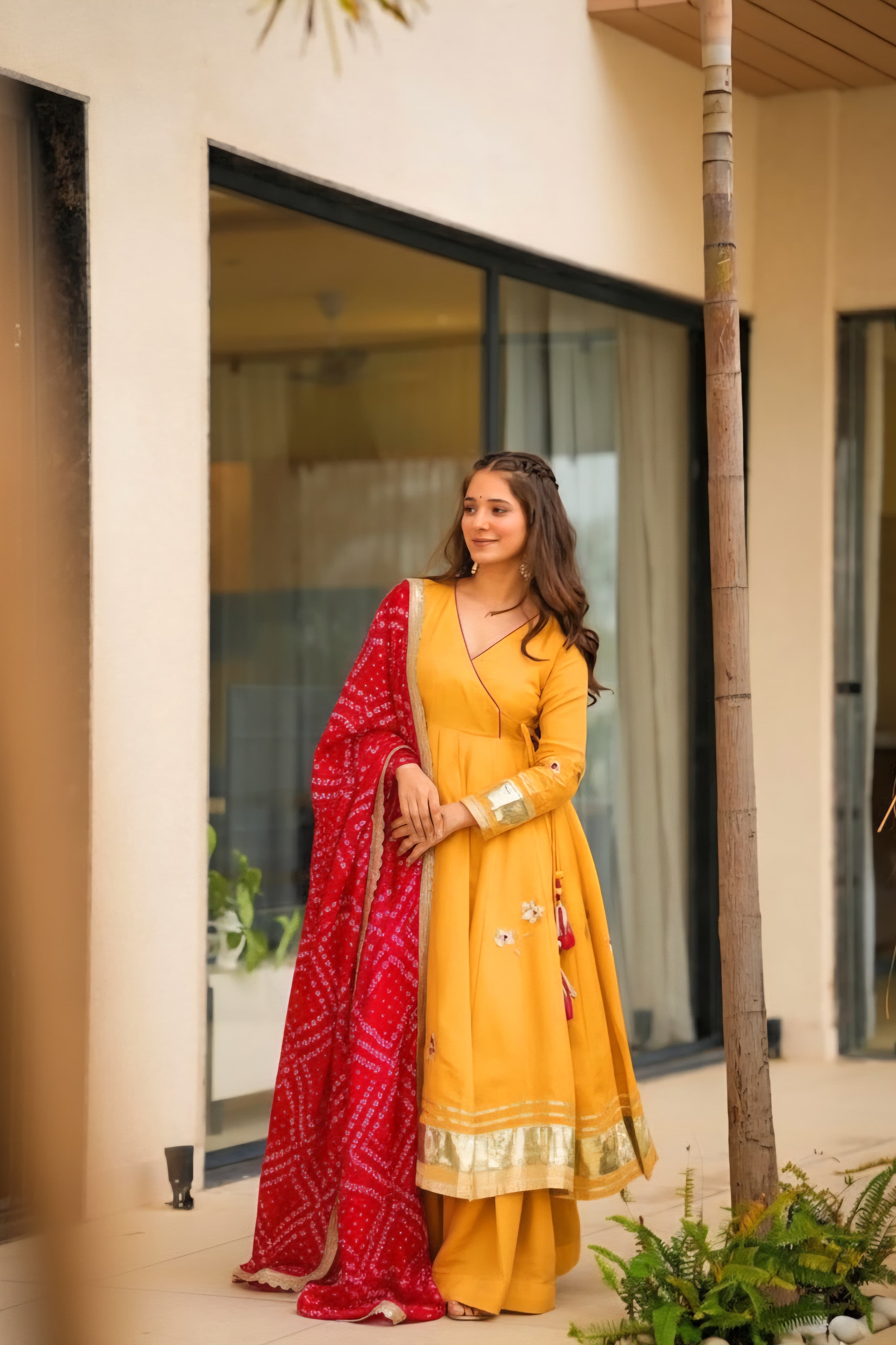 Women’s Soft Chinon Anarkali 3-Piece Set