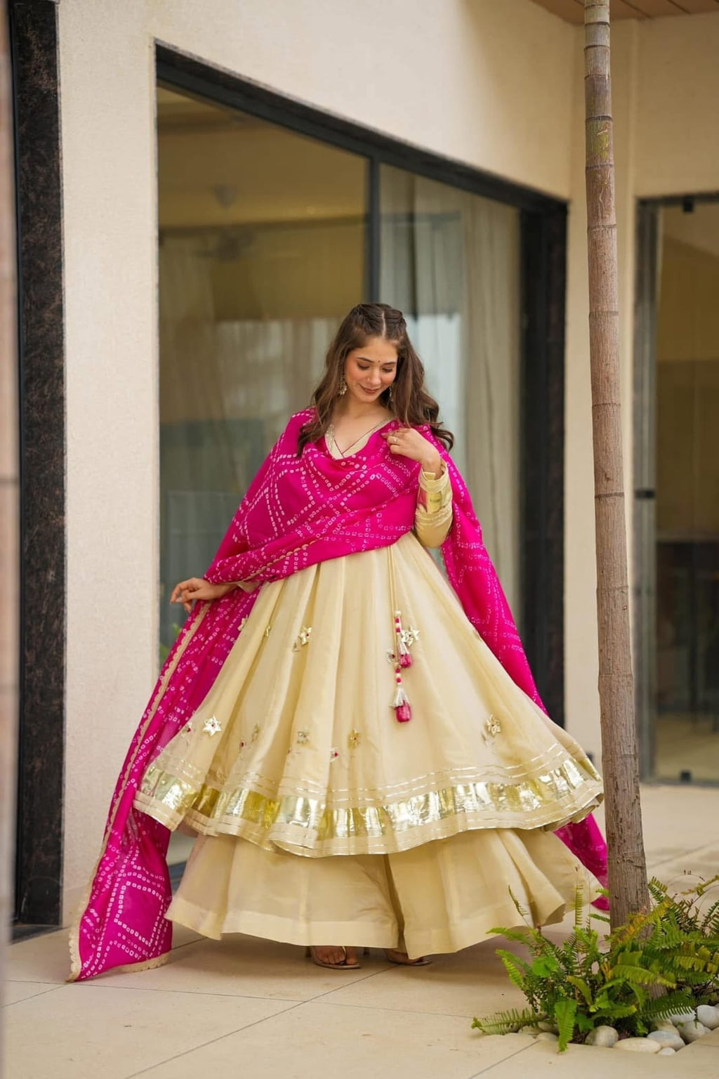 Women’s Soft Chinon Anarkali 3-Piece Set