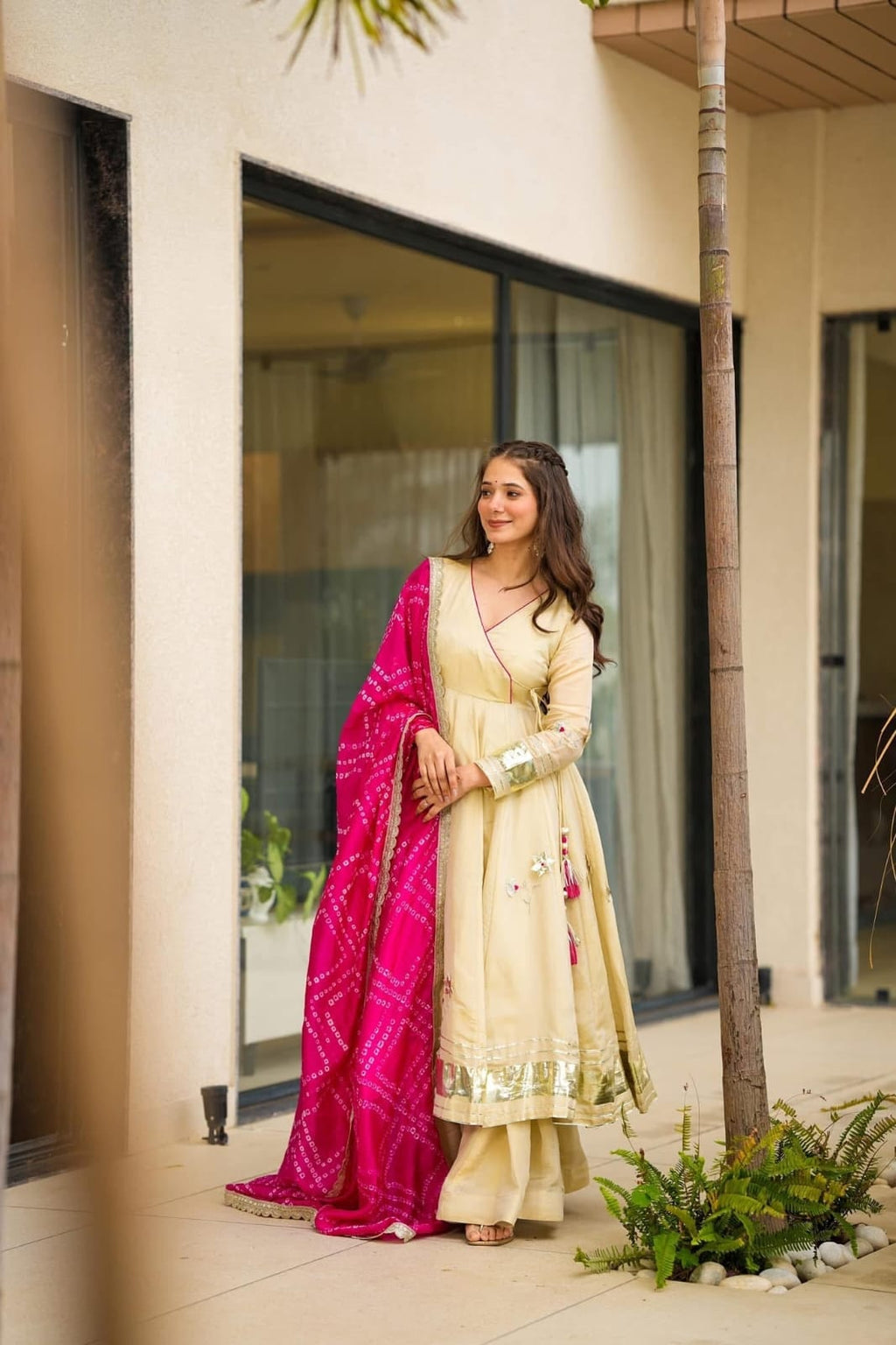 Women’s Soft Chinon Anarkali 3-Piece Set