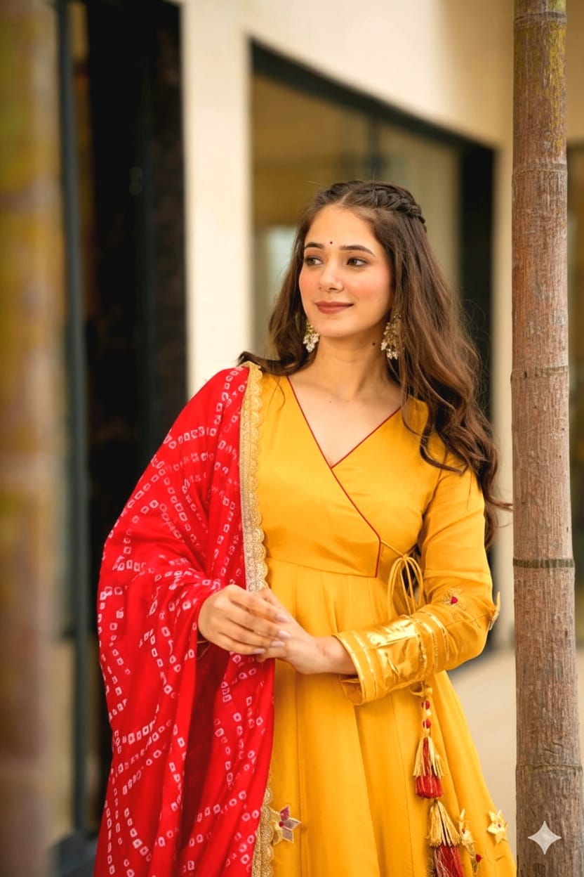 Women’s Soft Chinon Anarkali 3-Piece Set