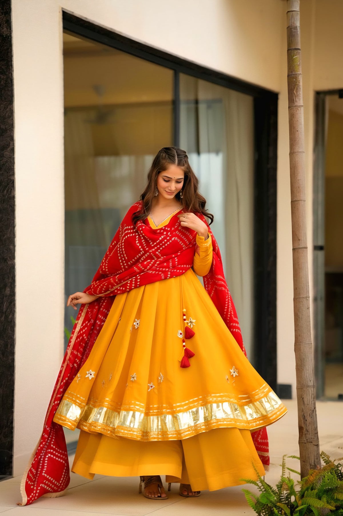 Women’s Soft Chinon Anarkali 3-Piece Set