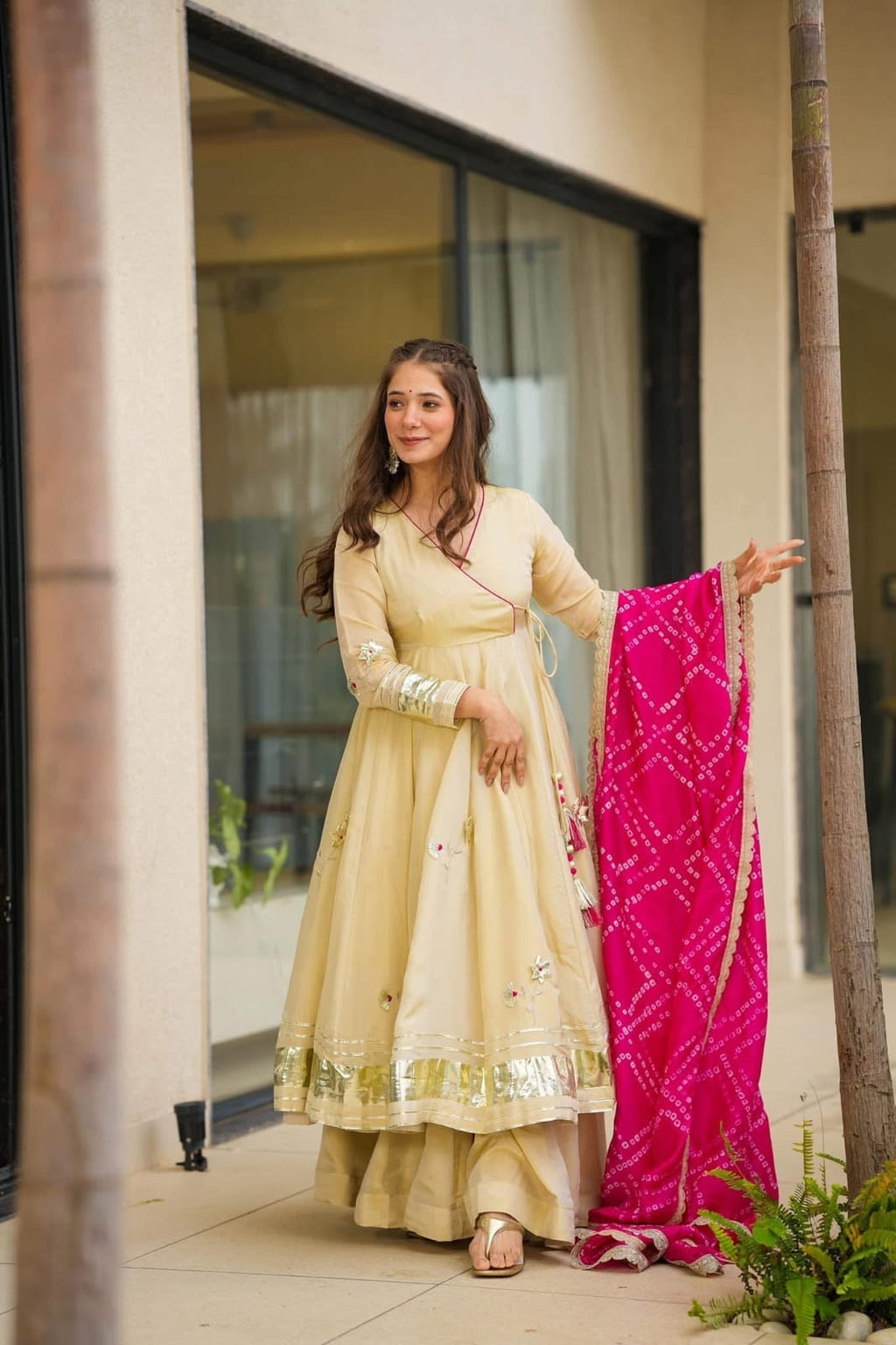 Women’s Soft Chinon Anarkali 3-Piece Set