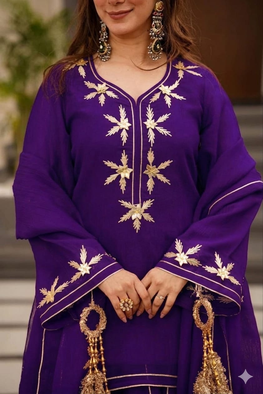 Women’s Chiffon Short Kurta Sharara Set
