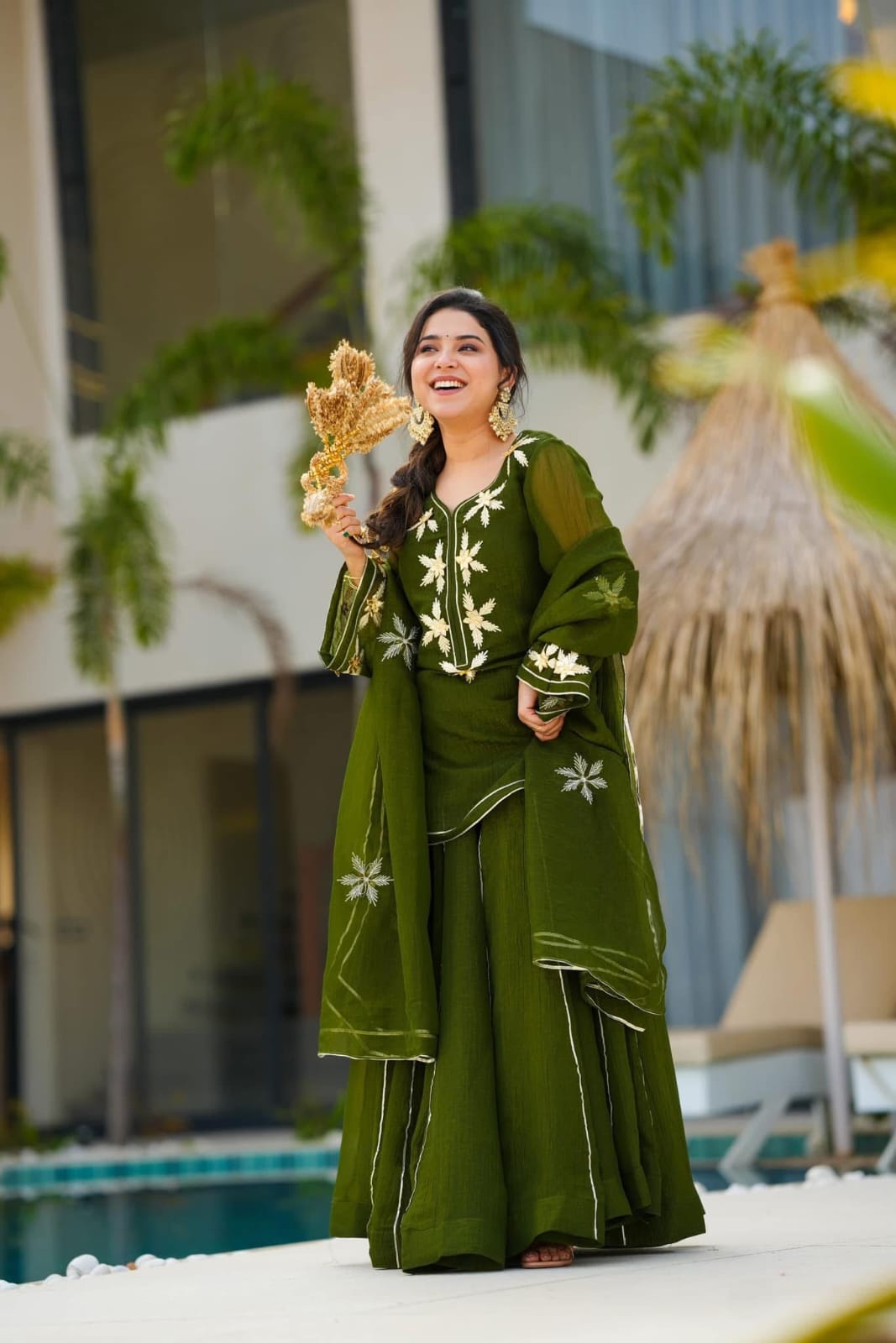 Women’s Chiffon Short Kurta Sharara Set