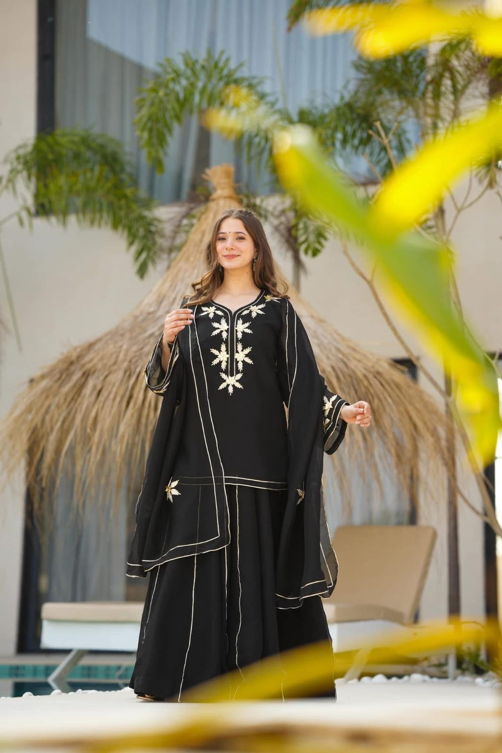 Women’s Chiffon Short Kurta Sharara Set