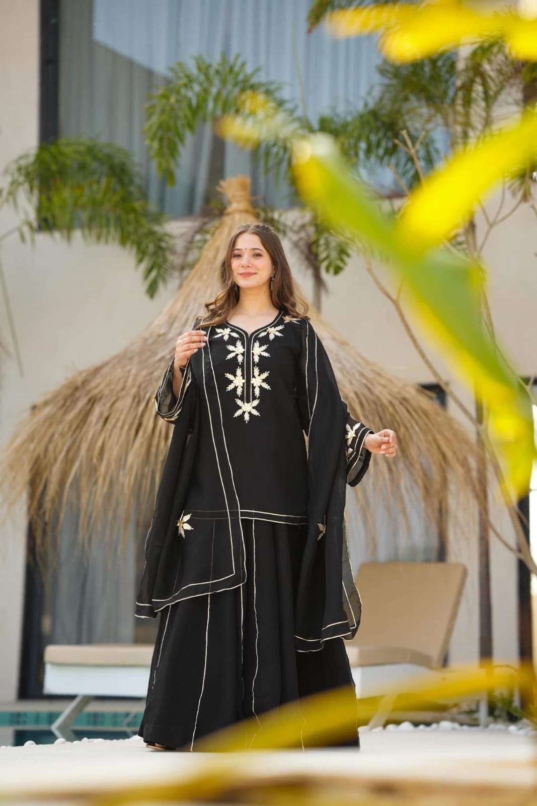 Women’s Chiffon Short Kurta Sharara Set