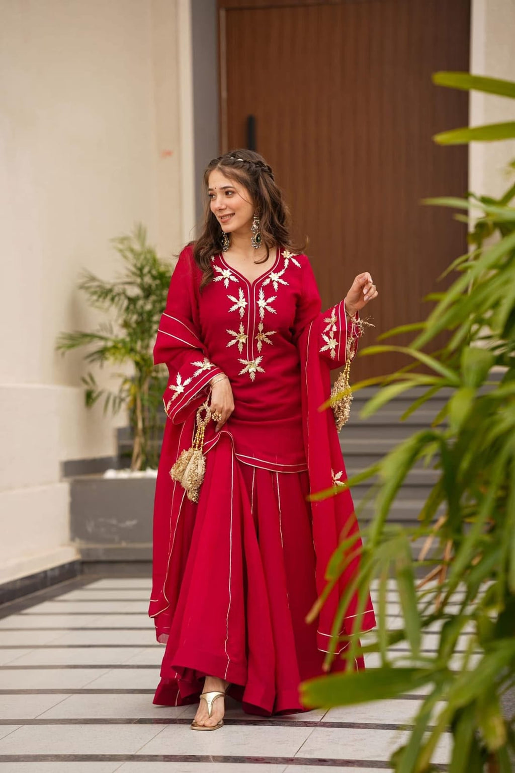 Women’s Chiffon Short Kurta Sharara Set