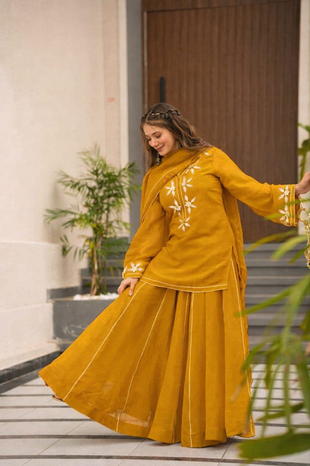 Women’s Chiffon Short Kurta Sharara Set