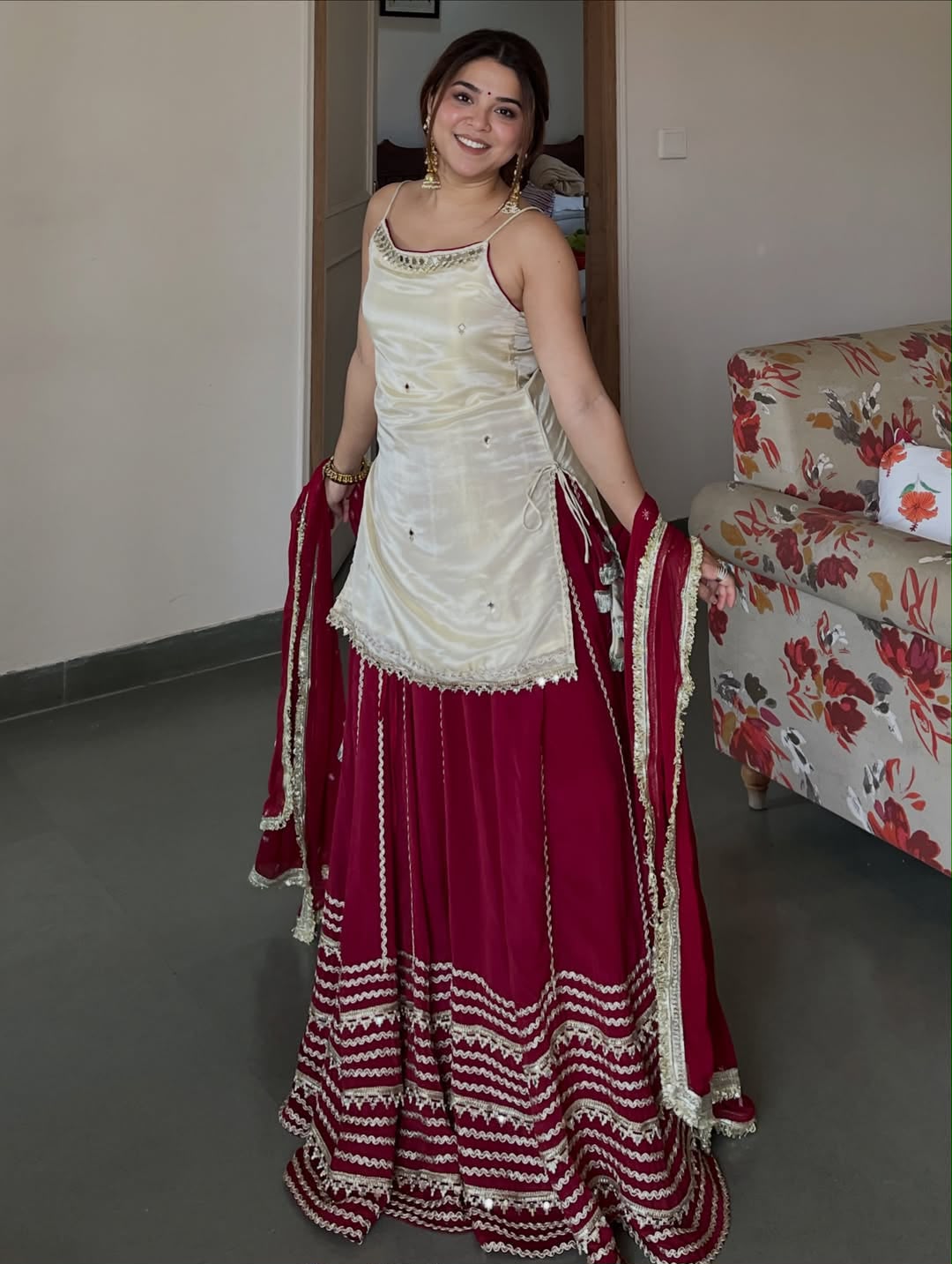 Women’s Vichitra Silk Sequin Zari Embroidered Lehenga Set