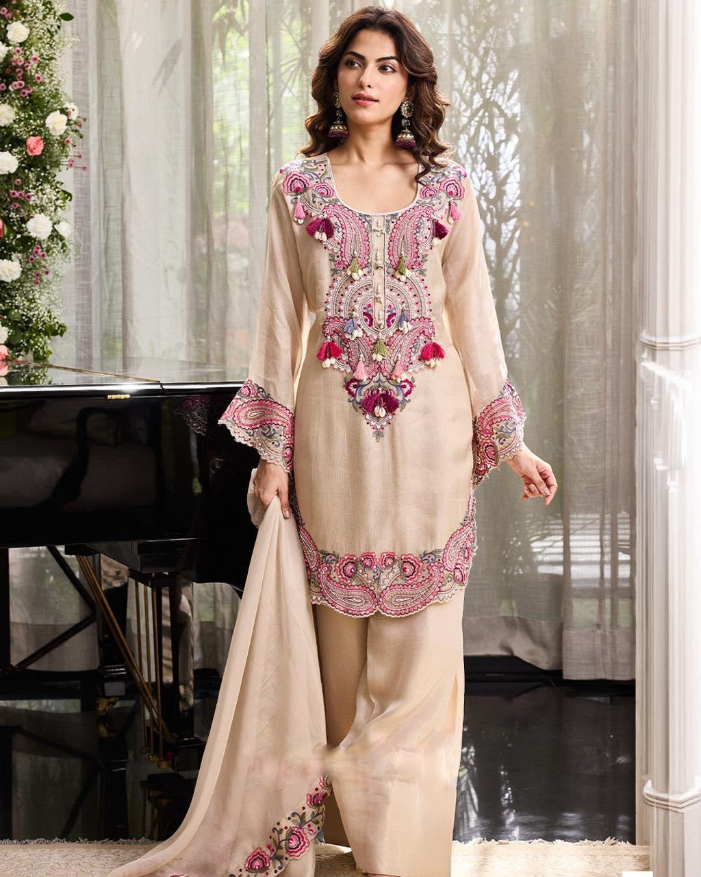 Women’s Heavy Georgette Embroidered Farshi Suit Set