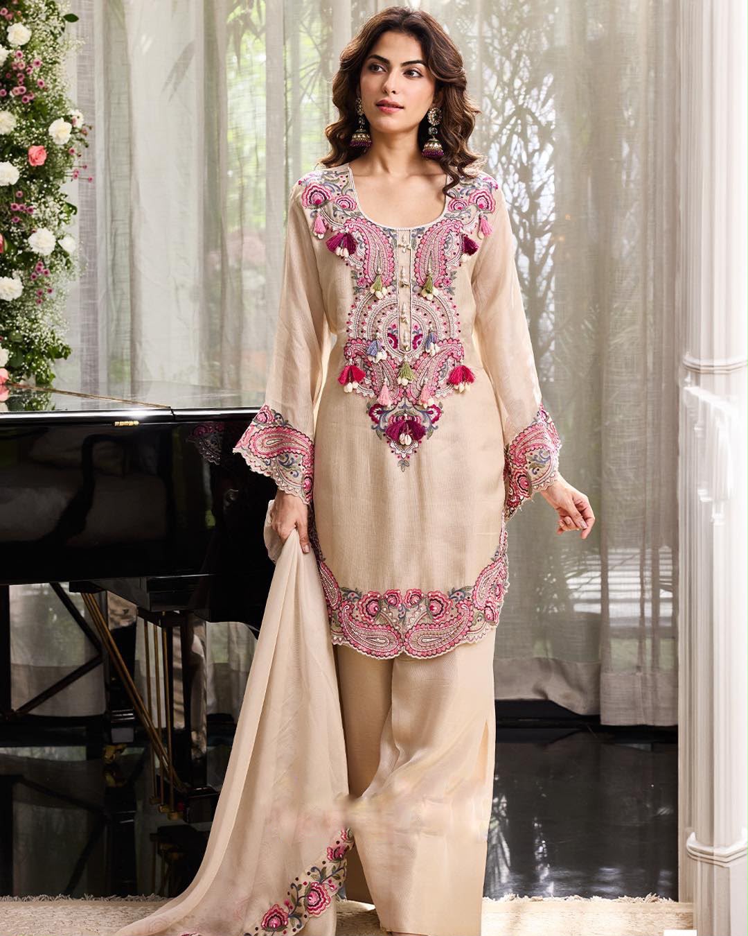 Women’s Heavy Georgette Embroidered Farshi Suit Set