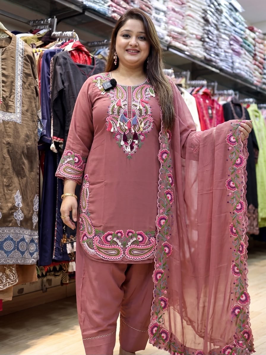 Women’s Heavy Georgette Embroidered Farshi Suit Set